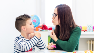 Speech therapy with a kid